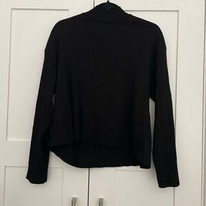 Stateside black ribbed mock neck top